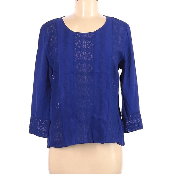 Anthropologie Meadow Rue Blue Salina Lace Long Sleeve Blouse - Picture 10 of 12